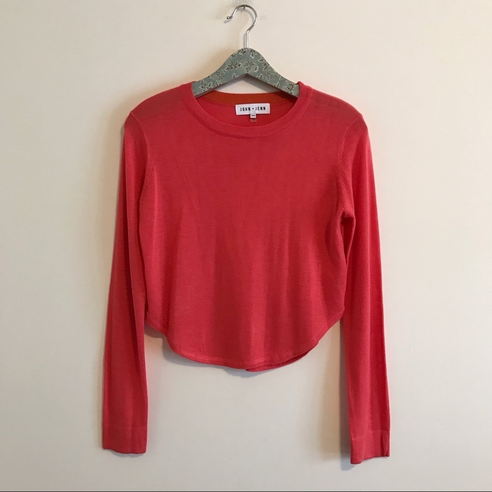 John + Jenn | Bright Red Orange Cropped Sweater